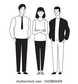 group of friends avatar cartoon character with fashion casual clothes  and businessman vector illustration graphic design