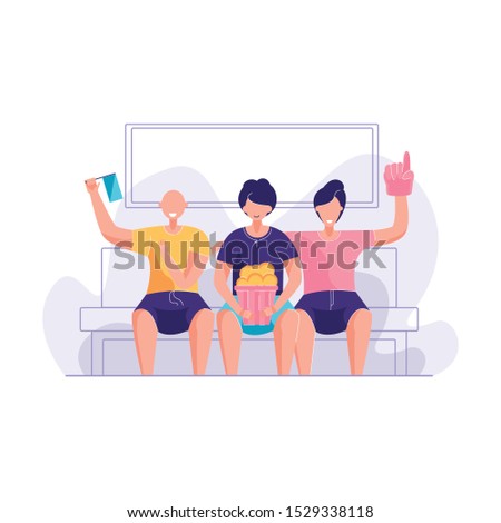 Group Friends Being Cheerfull Couch vector illustration