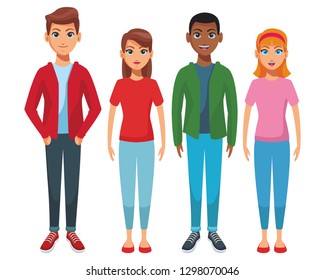 Group Friends Cartoon Stock Vector (Royalty Free) 1298070103 | Shutterstock