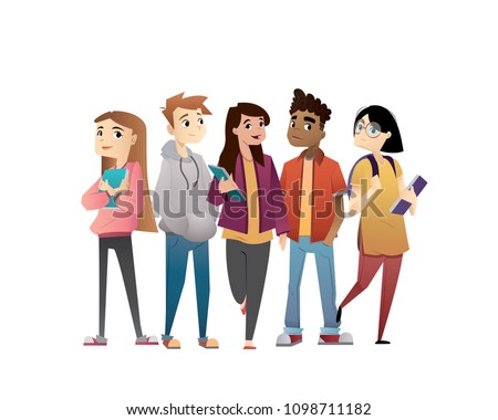 Group Friends Cartoon Characters Stock Vector (Royalty Free) 1098711182