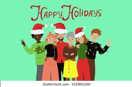 Grupo de amigos en Navidad