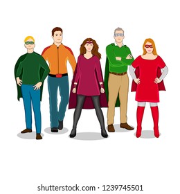 Group of friends disguised as superheroes