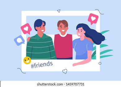 Group of friends.  Flat  vector illustration isolated on white background.
