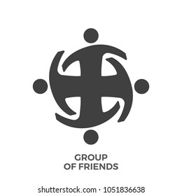 Group of Friends Glyph Vector Icon Isolated on the White Background.