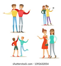Group of friends hugging - Vector