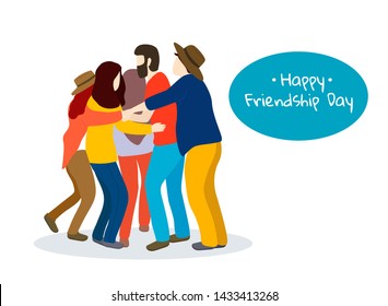 Group of friends isolated on white. Friendship day