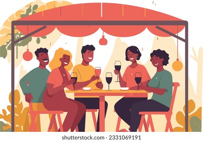 grupo de amigos de fiesta juntos ilustración de diseño plano