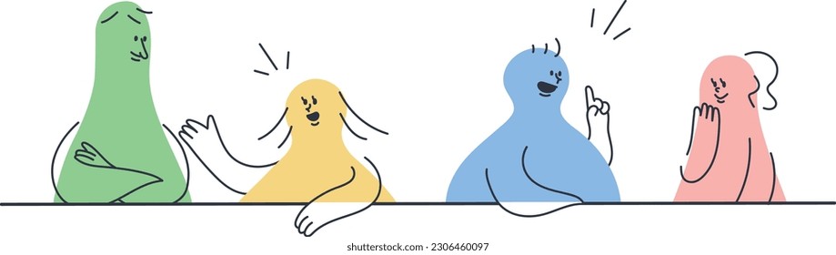 Group of friends sitting at the table talking