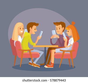 Group of friends with smart phones