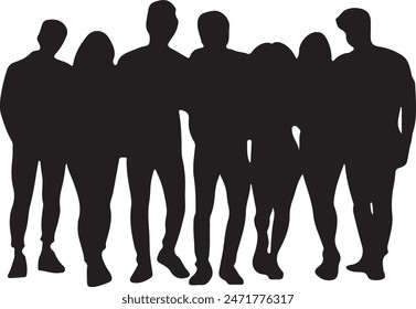 Group of friends standing together, silhouette