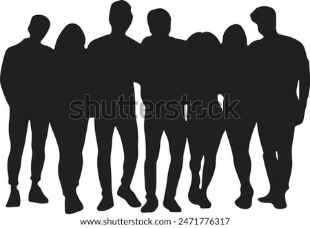 Group of friends standing together, silhouette