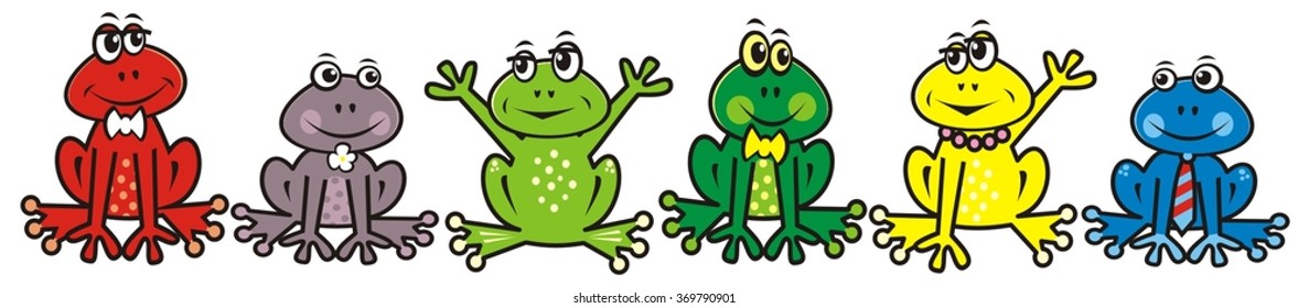 Group Of Frogs, Vector Icon