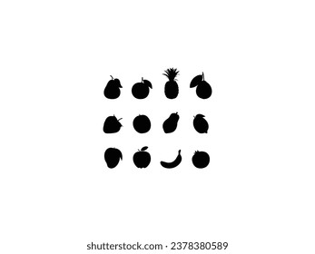 Group of Fruit silhouette isolated white background. Vector Illustration