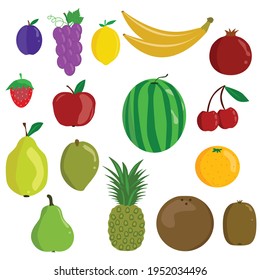 Group of fruits flat design, scalable to any size vector