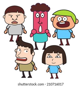 Group of  funny cartoon people