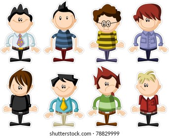 Group of funny cartoon people