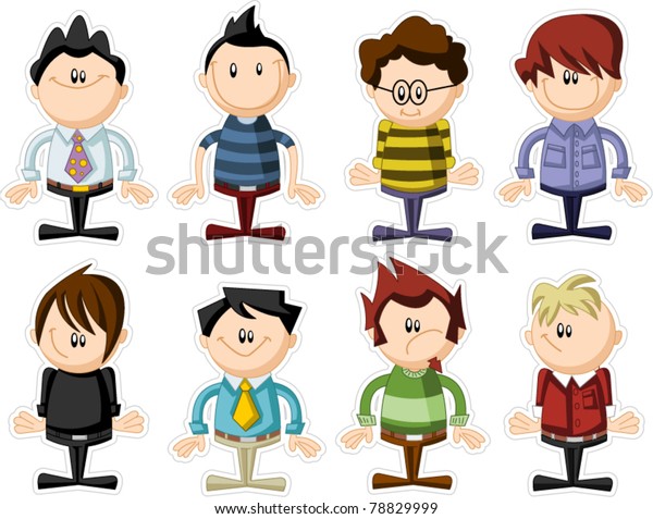 Group Funny Cartoon People Stock Vector (Royalty Free) 78829999