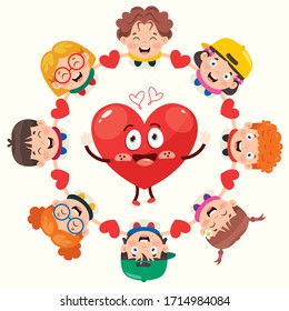 Gruppe der lustigen Kinder, die spielen