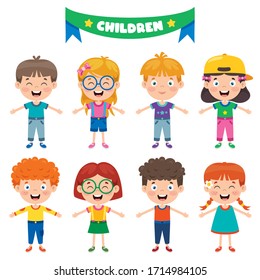 Group Of Funny Children Playing