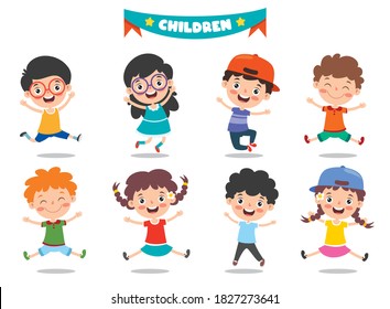 Group Of Funny Children Posing