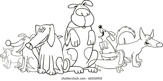 Group Funny Dogs Illustration Coloring Book Stock Vector (Royalty Free ...