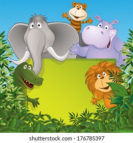 Group of funny little animals. vector illustration