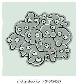 A group of funny round heads reminding a cloud