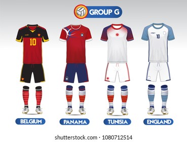Group G football, Soccer kit or football jersey template design for national football team,Vector Illustration design.