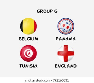 group G of nation flag in ball icon. Concept for soccer team that qualified to final round of football tournament in Russia. Vector illustrative