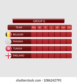 group G table of results, layering, easy editable vector template. modern design.