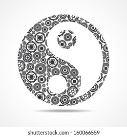 Group of gear make ying and yang symbol stock vector