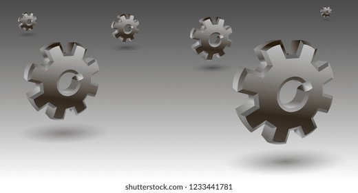 Group of gear wheels of various sizes