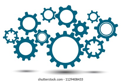 Group gears, concept teamwork, generator business idea - stock vector