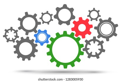 Group gears, concept teamwork, generator business idea - vector