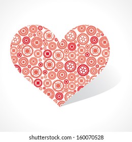 Group of gears make a red heart icon stock vector