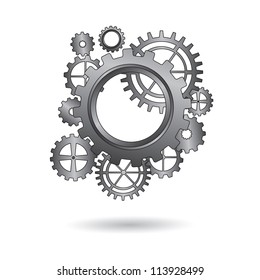 group of gears united over white background vector illustration