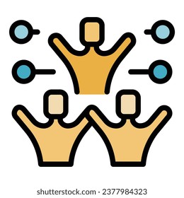 Group generosity icon outline vector. Heart charity. Empathy relief color flat