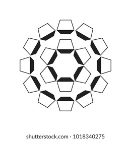 Group of geometric shapes that makes a circles. Perspective distorted cubes. Vector element for logo, infographic or other design