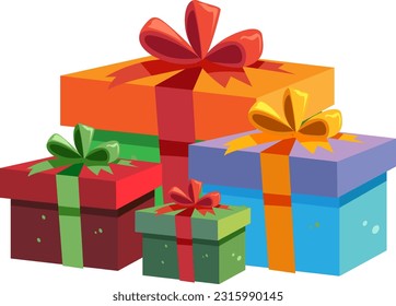 Group of gift box on white background illustration