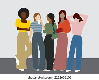 Group of girl friends illustration