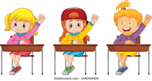 Group of girl student illustration