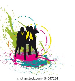 Group of girls. An abstract background