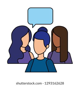 group of girls with speech bubble