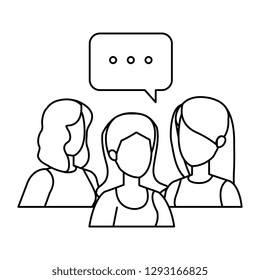 group of girls with speech bubble