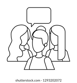 group of girls with speech bubble