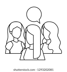 group of girls with speech bubble