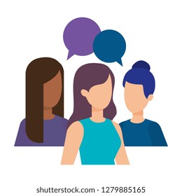 group of girls with speech bubbles