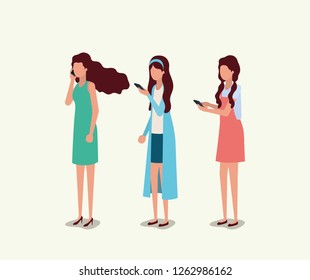 group of girls using smartphone