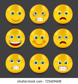 group of glass smiley emoticons emoji, vector illustration.