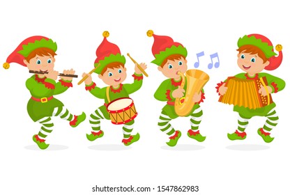 group of gnomes playing in a band